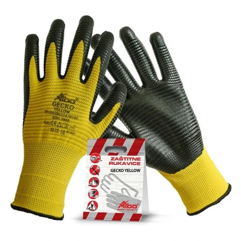 ALBO Rukavice, GECKO YELLOW BL, vel.10, žuto-crne
