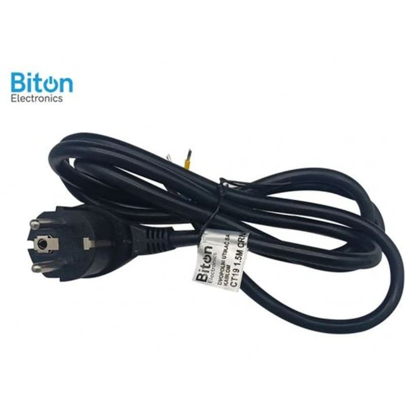 Biton Dvopolni utikač sa kablom Ct19, 1.5m, 3x1.5mm, Crni