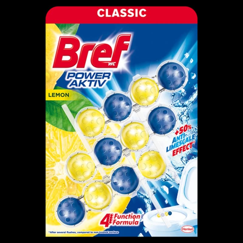BREF WC osveživač, 3x50 gr, Power Aktiv Lemon