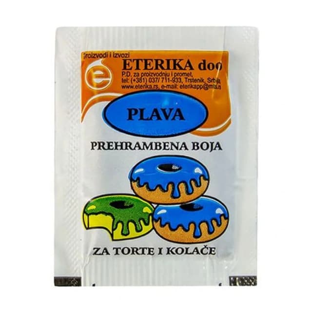 ETERIKA Prehrambena boja, 3 gr, plava