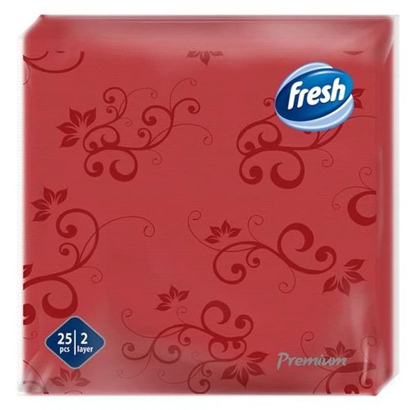 FRESH Salvete, Dekor, Premium, 38x38, 25 komada, crvene