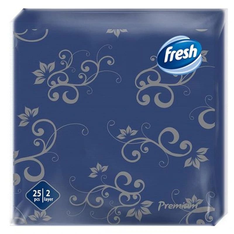 FRESH Salvete, Dekor, Premium, 38x38, 25 komada, tamnoplave