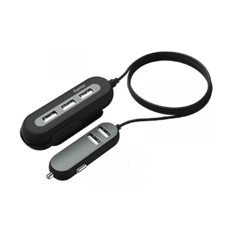 HAMA Auto punjač sa produžnim kablom i 3+2 porta, 10A