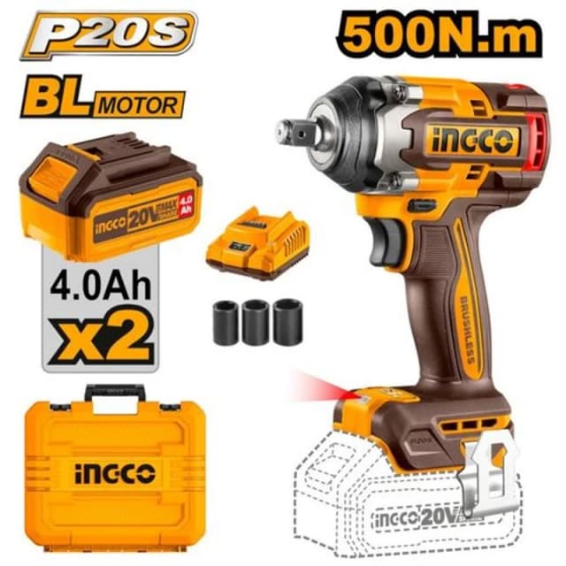 Ingco Aku udarni odvijač, 1/2", 500 nm, žuto-crna, CIWLI2050