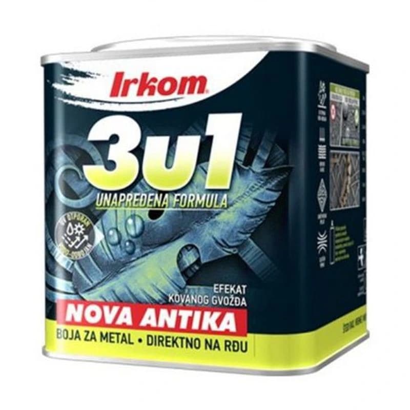 IRKOM ANTIKA Boja za metal, 3u1, crna, 1 kg