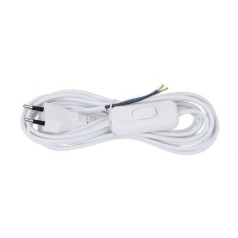 Emos Kabl priključni pvc 2×0,75 mm sa prekidačem beli 3 m