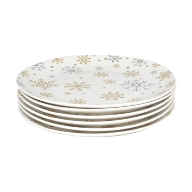 SIGMA Novogodišnji porcelan set za kolače 19cm 6/1, Beli