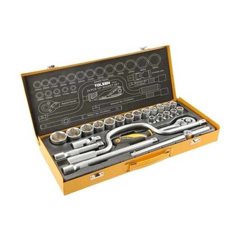 TOLSEN Set nasadnih ključeva 1/2\" 24-delni, 15141, srebrni