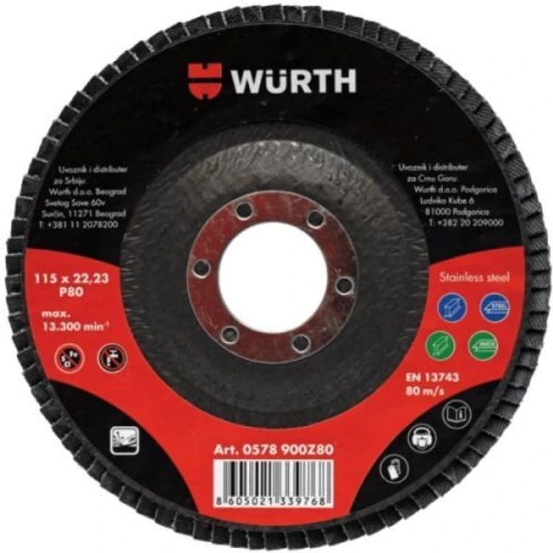 WURTH Lamelarni brusni disk G120, Al, 115x22 mm