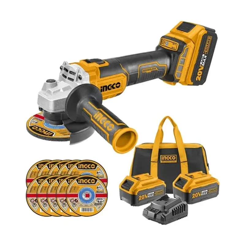 INGCO Aku brusilica, Industrial, 20 V, 115 mm, 2x4 Ah baterije, CAGLI2011582